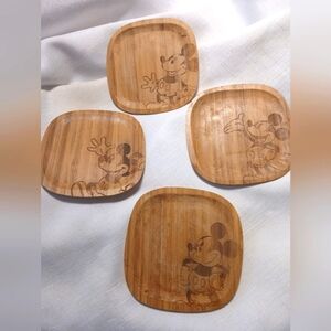 Disney Parks Coasters Set Of 4 Mickey Mouse 100% Bamboo